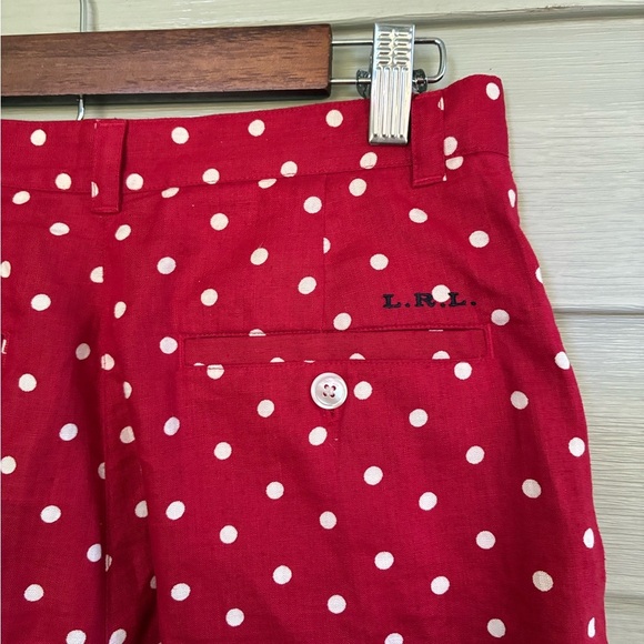 Ralph Lauren vintage linen shorts red white polka dots sz 6 EUC preppy vacation - Picture 1 of 12